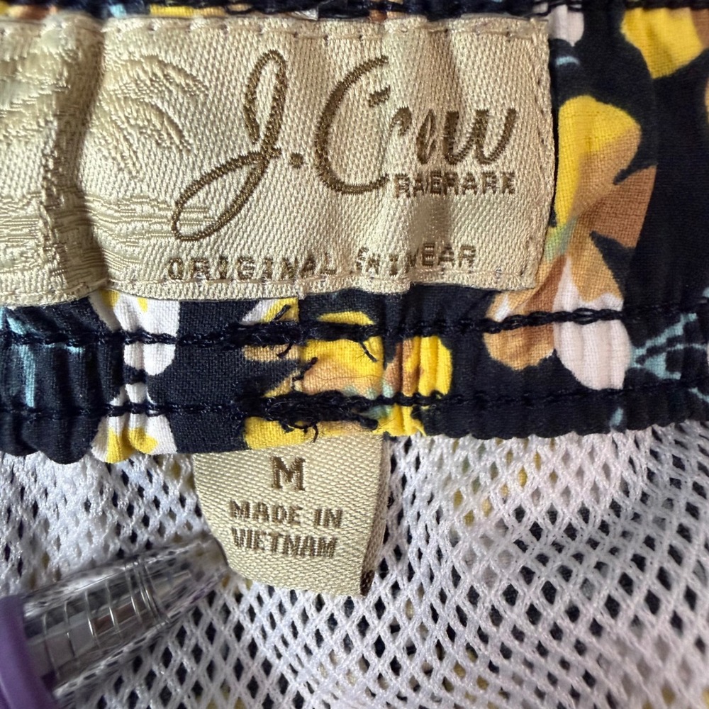 J.Crew Swim Trunks Medium Navy Yellow Floral Print 6 Inch Inseam - Picture 4 of 4